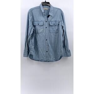 MADEWELL Women's Blue Chambray Button-Up Long Sleeve Workshirt SZ M